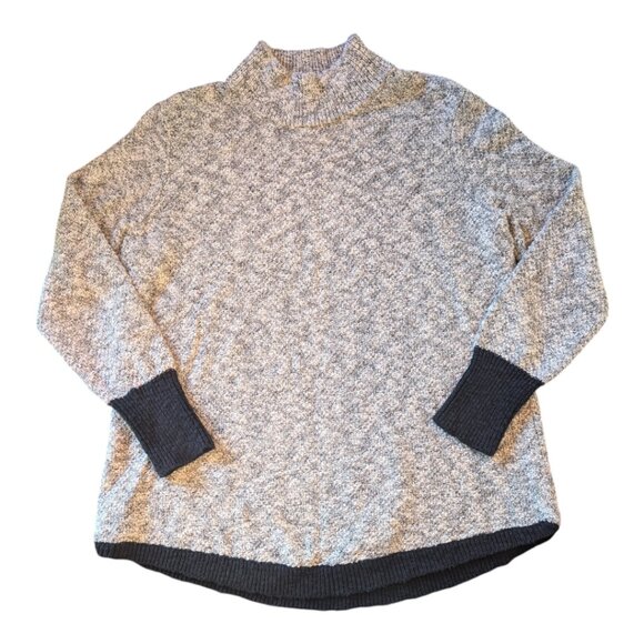 L.L. Bean Signature Cotton/Linen Ragg Sweater, Women's Large, Gray Black - Picture 2 of 11